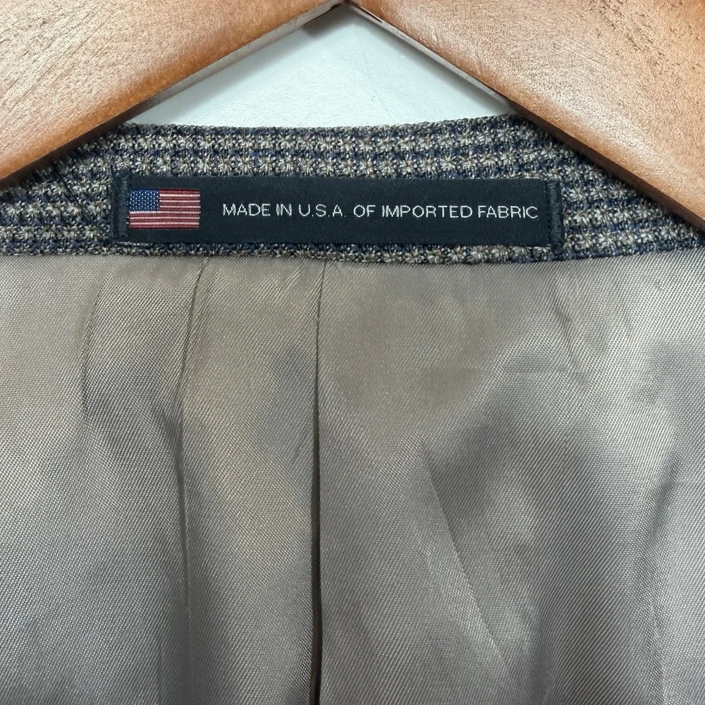 Hart Schaffner Marx 46R Gray Blue Check Blazer Sport Coat Made USA Dillard's